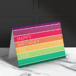 Tarjeta Feliz cumpleaños | Arcoiris Moderno Stripe LGBT Di<br><div class="desc">Cita inspiradora de "Feliz cumpleaños a ti" brillante y brillante con tipografía moderna. Hermosa colección de diseño arcoiris con colores a rayas llamativas de color violeta, rosa, naranja, amarillo, verde y azul, inspirada en la esperanza y el amor. Parte de nuestra colección de diseño arcoiris que incluye una fab gama...</div>
