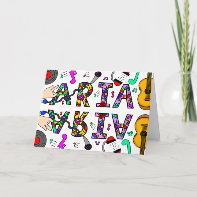 Tarjeta Feliz Cumpleaños Aria, nombre de chica sinónimo (Anverso)