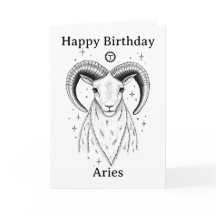 Feliz Cumpleaños Aries Carnero Dibujado a Mano