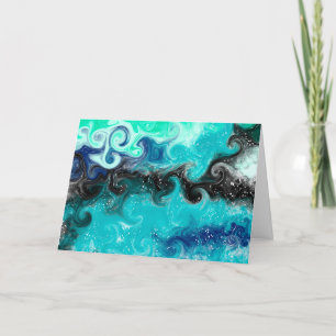 Tarjeta Feliz cumpleaños, arte abstracto azul, Verde azula