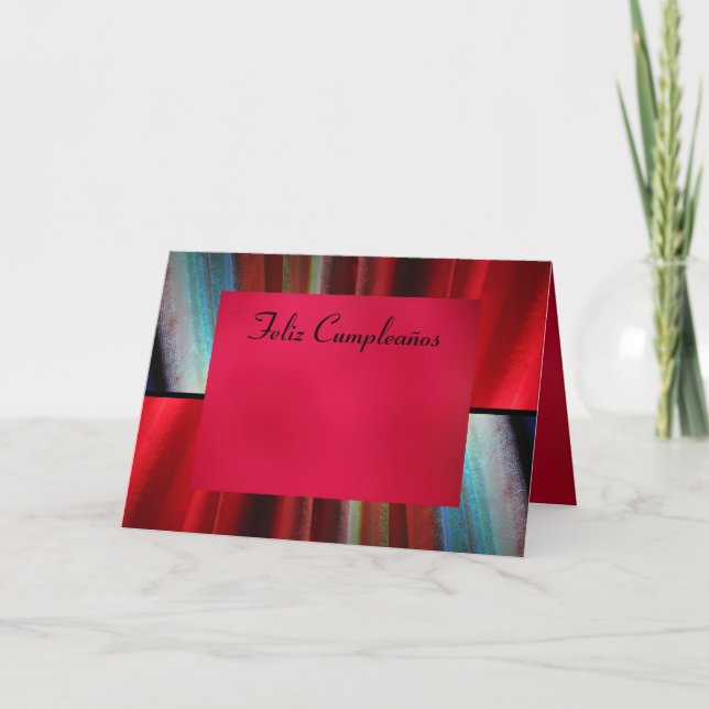 Tarjeta - Feliz Cumpleaños - arte abstracto rojo (Anverso)