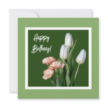 Feliz cumpleaños arte fino flores de tulipán blanc