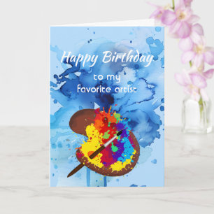Tarjeta Feliz cumpleaños artista favorito arte de pintura