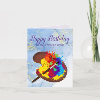 Tarjeta Feliz cumpleaños Artista favorito arte pintura col