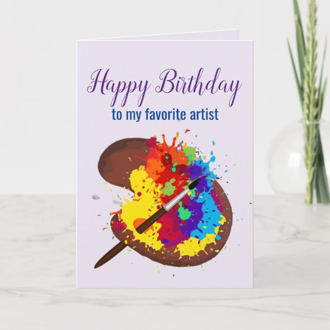 Tarjeta Feliz cumpleaños Artista favorito arte pintura col (Anverso)