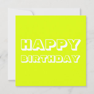 Tarjeta Feliz cumpleaños, artreuse blanco moderno negrita
