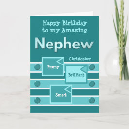 Tarjeta Feliz cumpleaños, asombroso sobrino turquesa verde