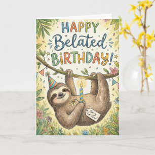Tarjeta Feliz Cumpleaños Atrasado Divertido Perezoso Tardí