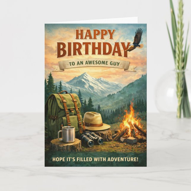 Tarjeta Feliz Cumpleaños - Aventurero (Anverso)
