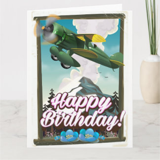 Tarjeta ¡Feliz cumpleaños, avión vintage!