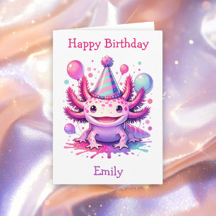 Tarjeta Feliz cumpleaños Axolotl tema personalizado