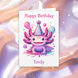 Tarjeta Feliz cumpleaños Axolotl tema personalizado