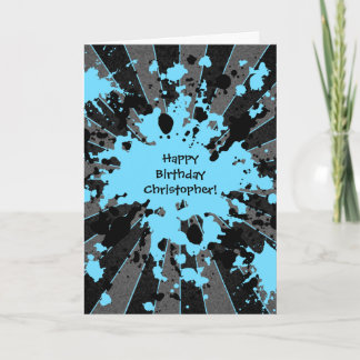 Tarjeta Feliz cumpleaños azul de Paintball