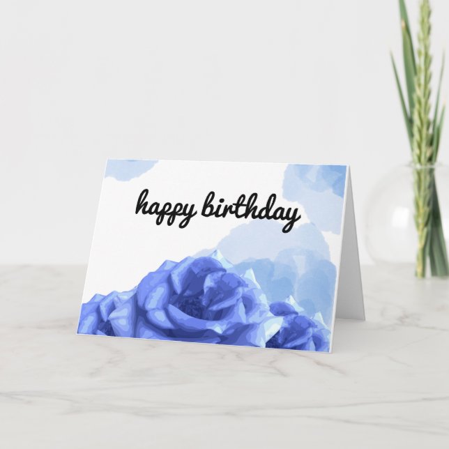 Tarjeta Feliz cumpleaños azul minimalista (Anverso)