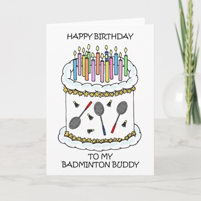 Tarjeta Feliz cumpleaños Badminton Buddy (Anverso)