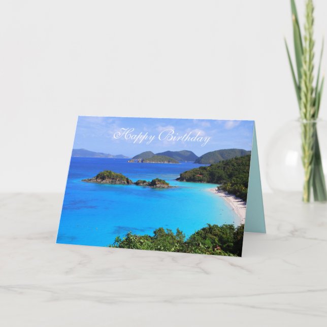Tarjeta Feliz cumpleaños, Bahía de Cinnamon, St. John, EE. (Anverso)