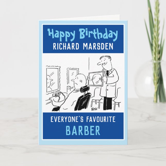 Tarjeta Feliz cumpleaños Barber o peluquera (Anverso)