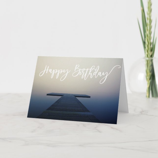 Tarjeta Feliz cumpleaños barco Dock Lake (Anverso)