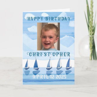 Tarjeta feliz cumpleaños barcos de vela niño página para c