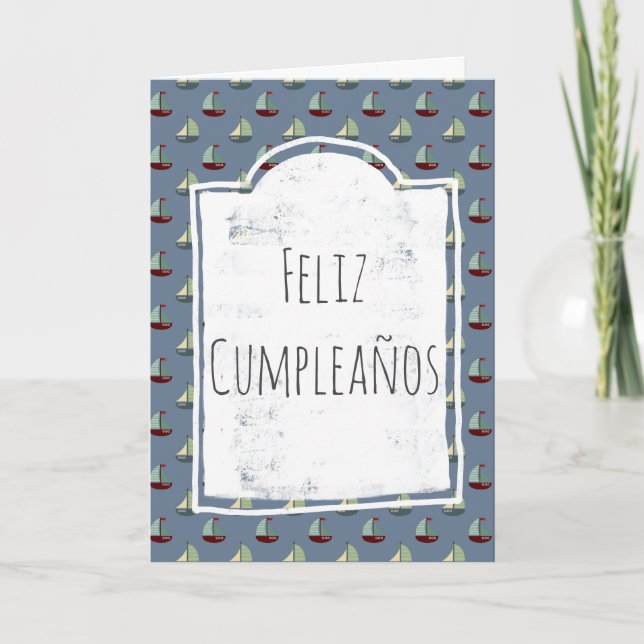 Tarjeta Feliz Cumpleaños Barcos Españoles Cumpleaños (Anverso)