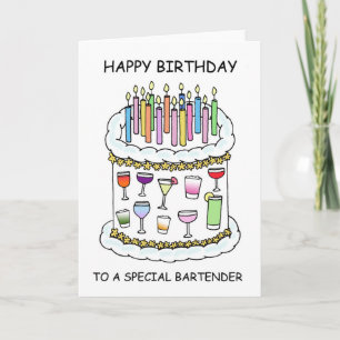 Tarjeta Feliz cumpleaños barman/mixólogo.
