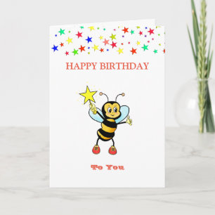 Tarjeta Feliz cumpleaños Bee & Stars Card