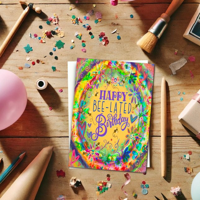 Tarjeta Feliz cumpleaños, Belated Floral Bonito (Subido por el creador)