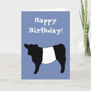Tarjeta Feliz cumpleaños Beltie Belt Belt Galloway Steer C