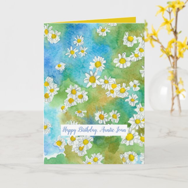 Tarjeta Feliz Cumpleaños, Bendiciones De Tía A Tu Nombre P (flor amarilla)