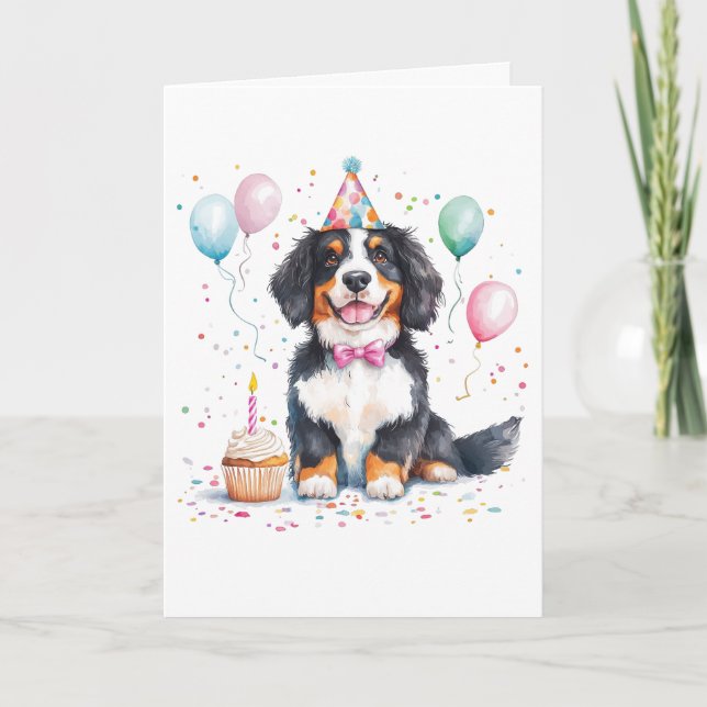 Tarjeta Feliz Cumpleaños Bernese Mountain Dog (Anverso)