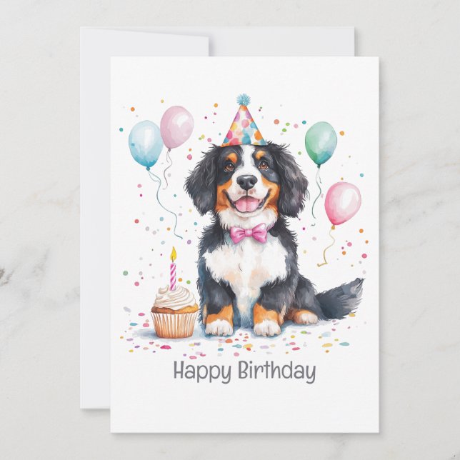 Tarjeta Feliz Cumpleaños Bernese Mountain Dog (Anverso)
