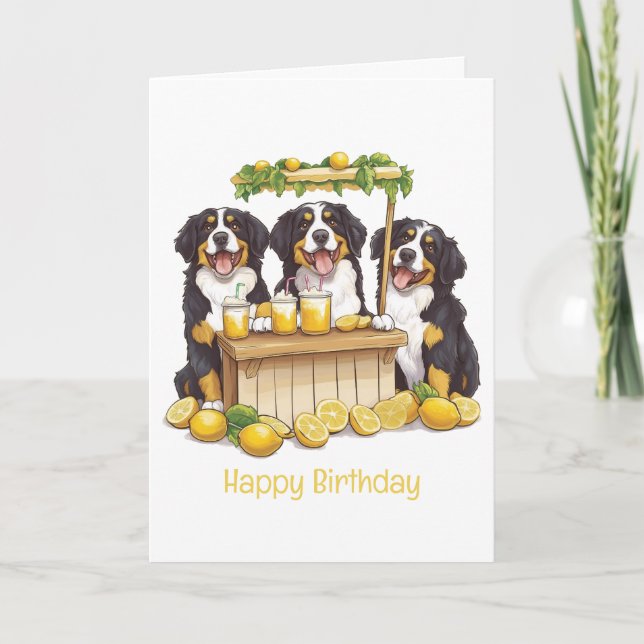 Tarjeta Feliz cumpleaños Bernese Mountain Dog Lemonade Sta (Anverso)
