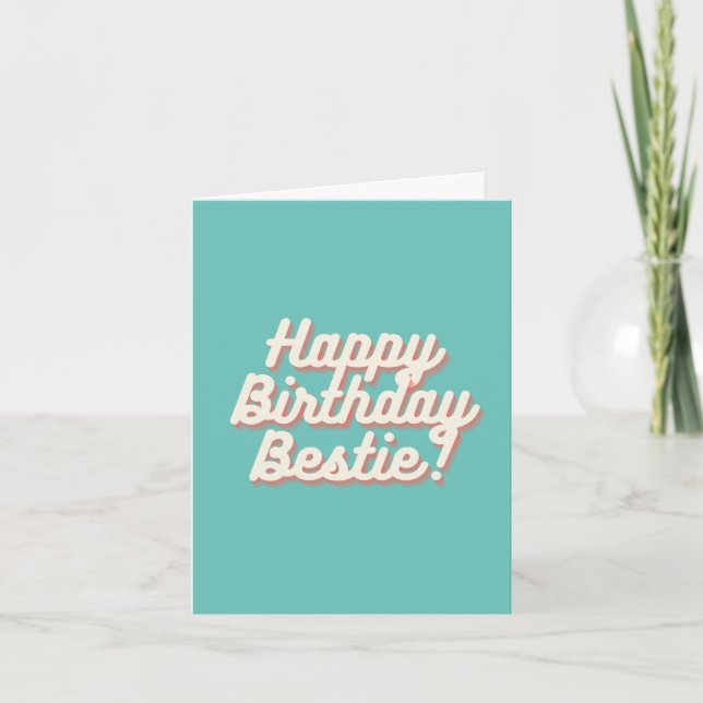 Tarjeta Feliz cumpleaños Bestie | Aquamarina (Anverso)