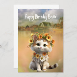Tarjeta Feliz cumpleaños Bestie Cute Bogo Cat