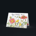 Tarjeta Feliz cumpleaños Bestie Friend Poppy Wildflowers<br><div class="desc">Feliz cumpleaños, Bestie tarjeta de saludo para darle a tu mejor amiga tus mejores deseos en su día especial decorado con flores silvestres de verano con amapolas rosas y rojas y nasturtios amarillos dibujados a mano con tinta y acuarela. En el interior hay un borde de flores silvestres con texto...</div>