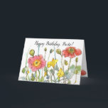 Tarjeta Feliz cumpleaños Bestie Friend Poppy Wildflowers<br><div class="desc">Feliz cumpleaños, Bestie tarjeta de saludo para darle a tu mejor amiga tus mejores deseos en su día especial decorado con flores silvestres de verano con amapolas rosas y rojas y nasturtios amarillos dibujados a mano con tinta y acuarela. En el interior hay un borde de flores silvestres con texto...</div>