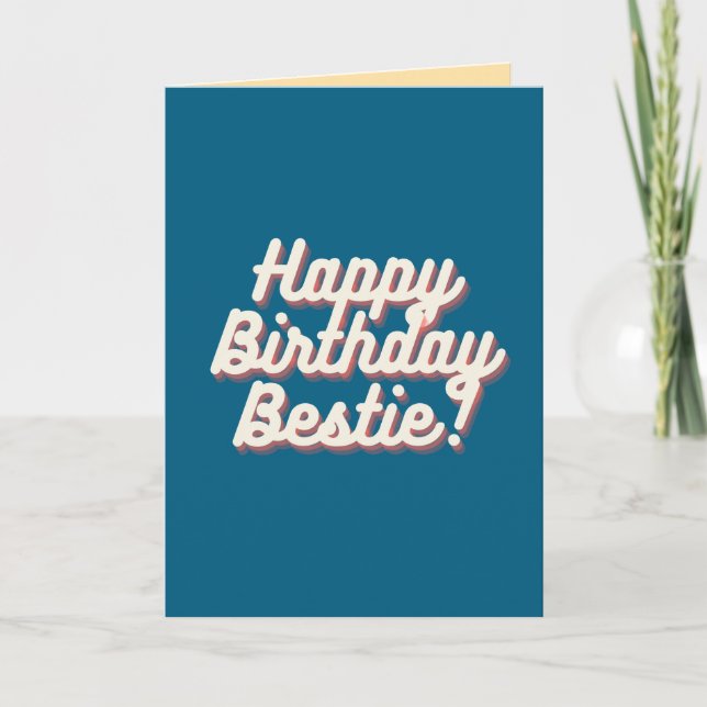 Tarjeta Feliz cumpleaños Bestie | VERDE AZULADO (Anverso)
