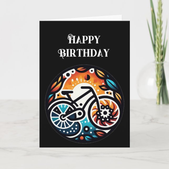 Tarjeta Feliz Cumpleaños Bicicleta Inspiradora (Anverso)