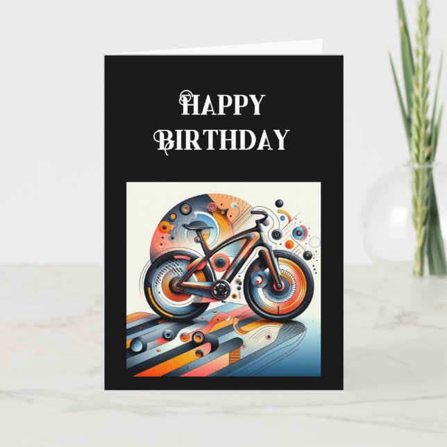 Tarjeta Feliz Cumpleaños Bicicleta Inspiradora (Anverso)