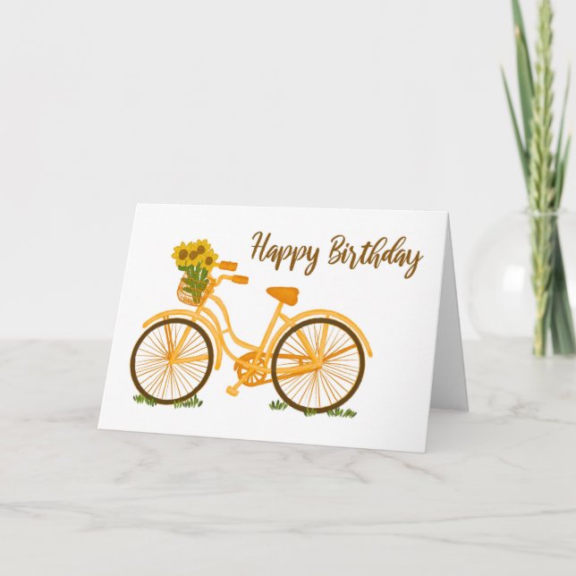 Tarjeta Feliz Cumpleaños Bicicleta Vintage (Anverso)