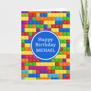 Tarjeta Feliz Cumpleaños   Bloque de Construcción Colorido