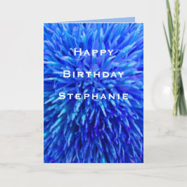 Tarjeta Feliz cumpleaños, Blue Abstract Floral Greaming