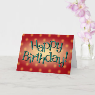 Tarjeta Feliz cumpleaños Blue Dot texto fondo rojo
