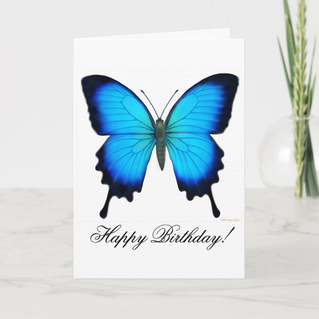 Tarjeta Feliz cumpleaños Blue Ulysses Butterfly Card (Anverso)