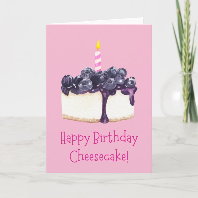Tarjeta Feliz cumpleaños, Blueberry Cheesecake Pink Card (Anverso)