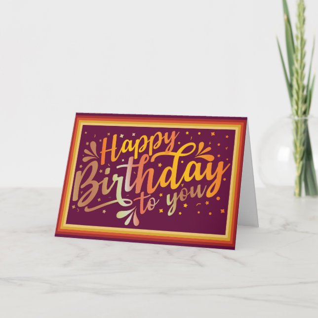 Tarjeta Feliz cumpleaños boho colores retro (Anverso)
