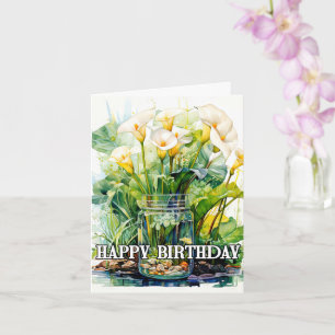 Tarjeta Feliz cumpleaños Bonito Calla Lilies Flowers