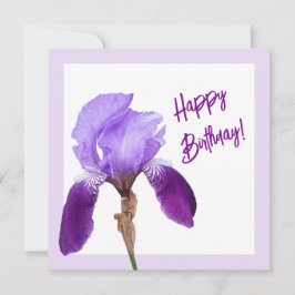 Tarjeta Feliz cumpleaños bonito de primavera púrpura iris 