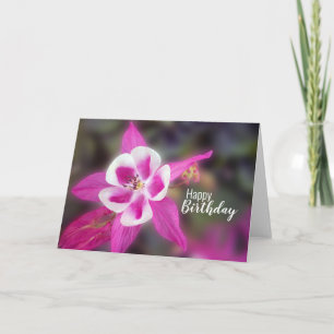 Tarjeta Feliz cumpleaños Bonito Flor rosa Columbina