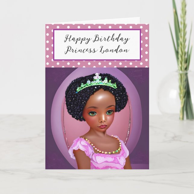 Tarjeta Feliz cumpleaños Bonito morada princesa personaliz (Anverso)
